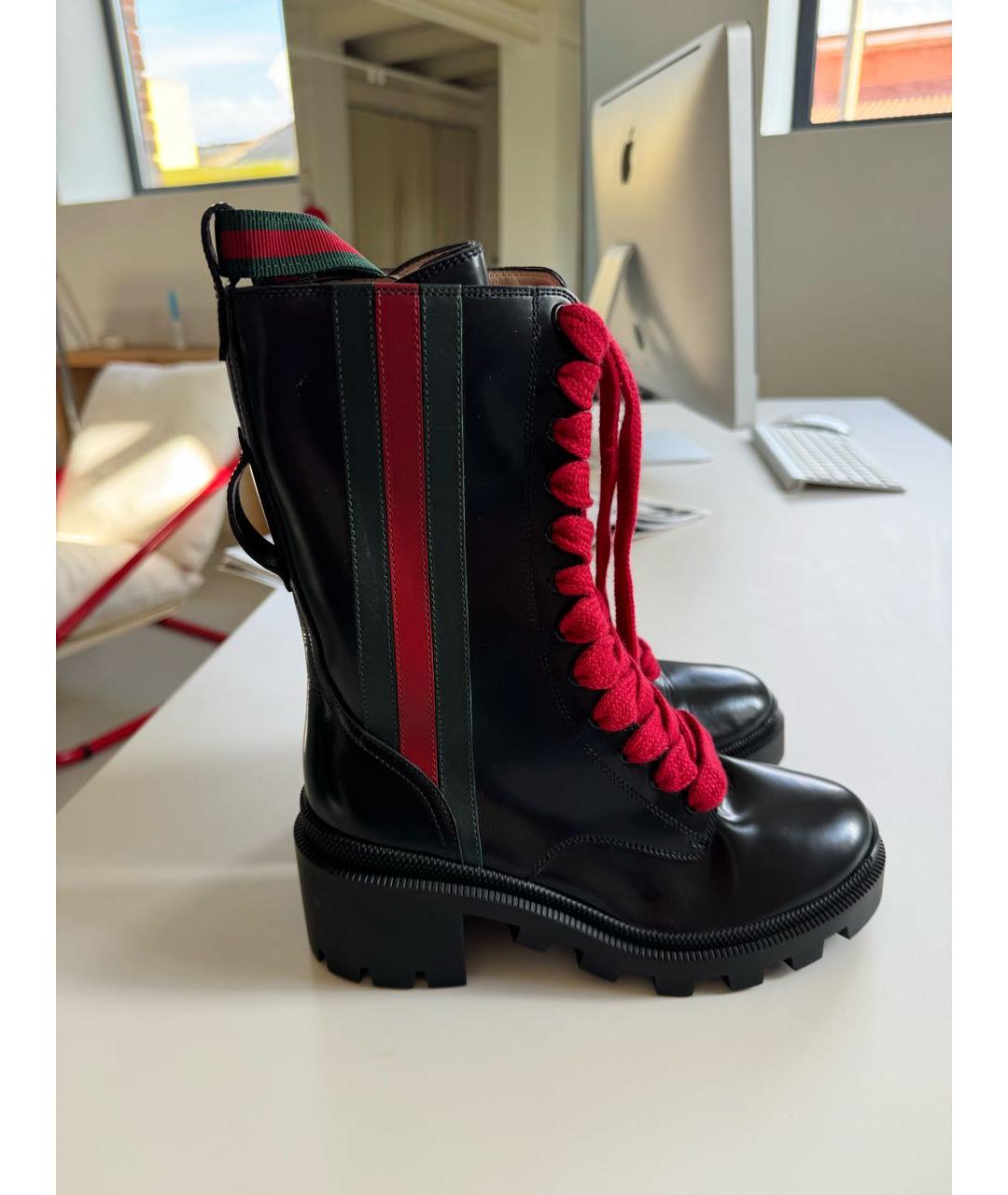 GUCCI Черные кожаные ботинки, фото 3