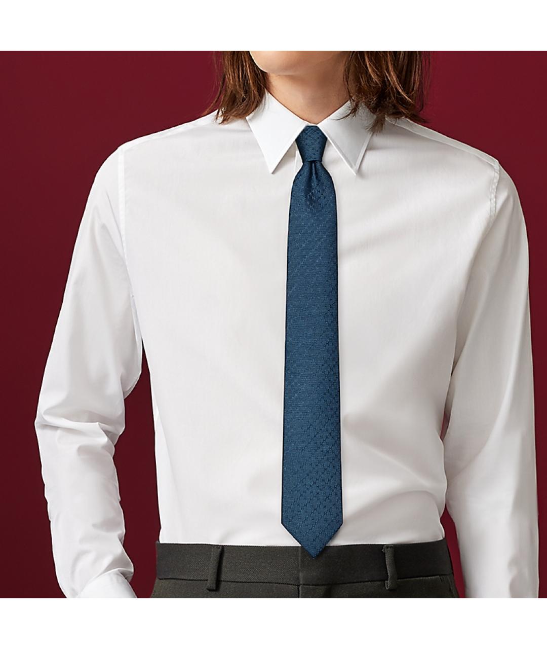 HERMES Синий шелковый галстук, фото 3