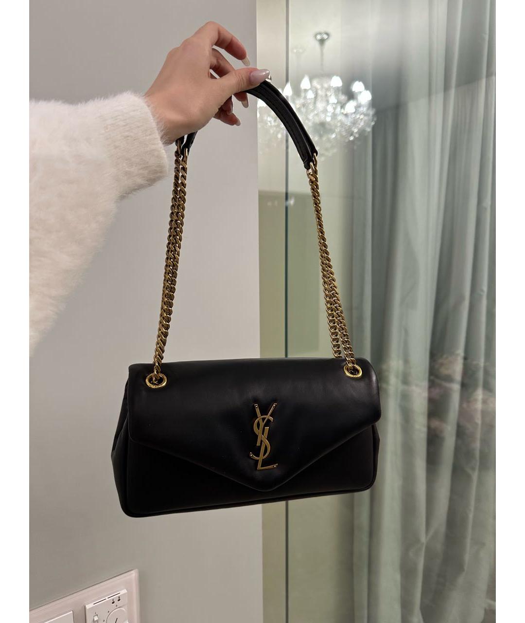 SAINT LAURENT Черная кожаная сумка через плечо, фото 5