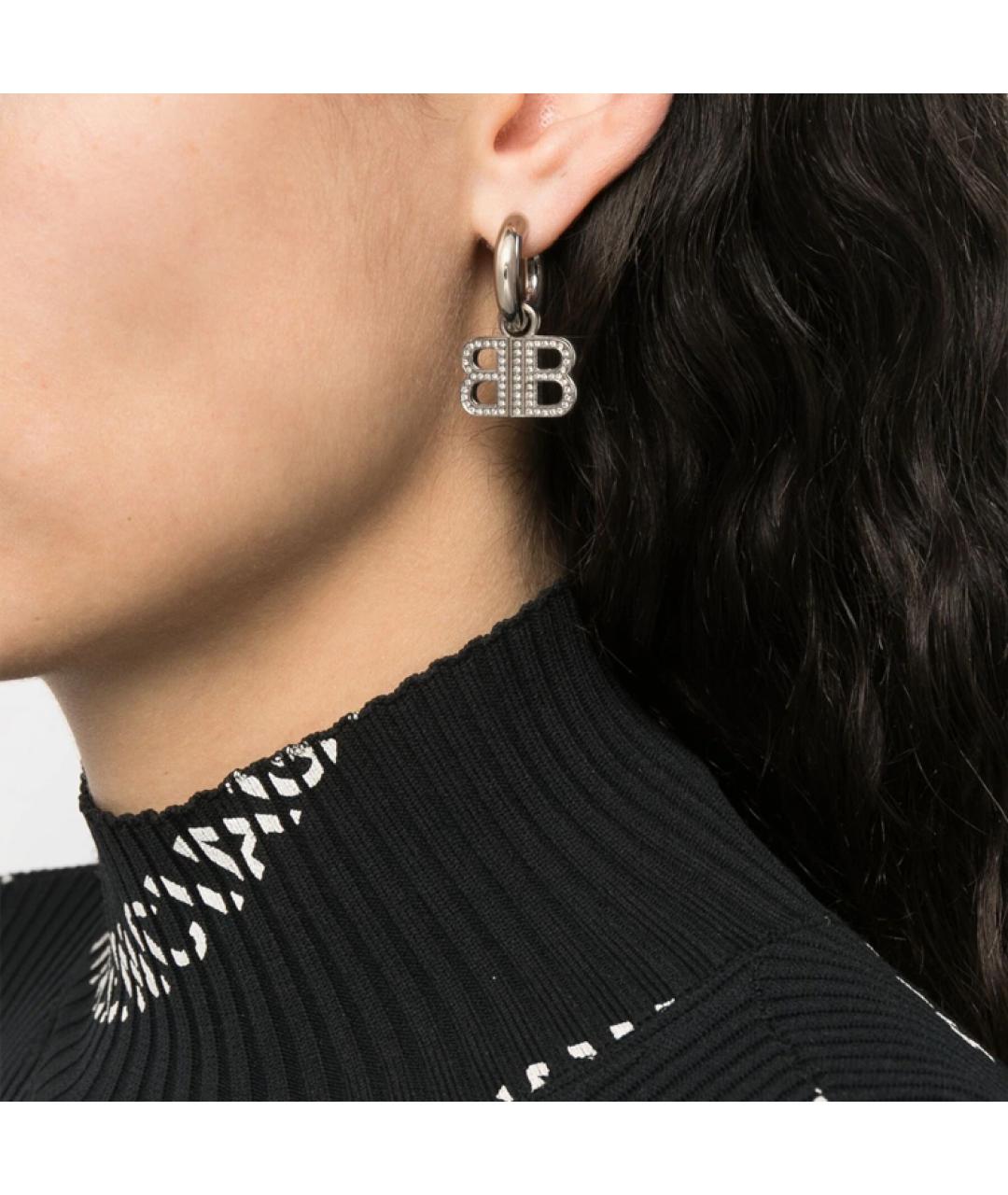 BALENCIAGA Серебряные металлические серьги, фото 3