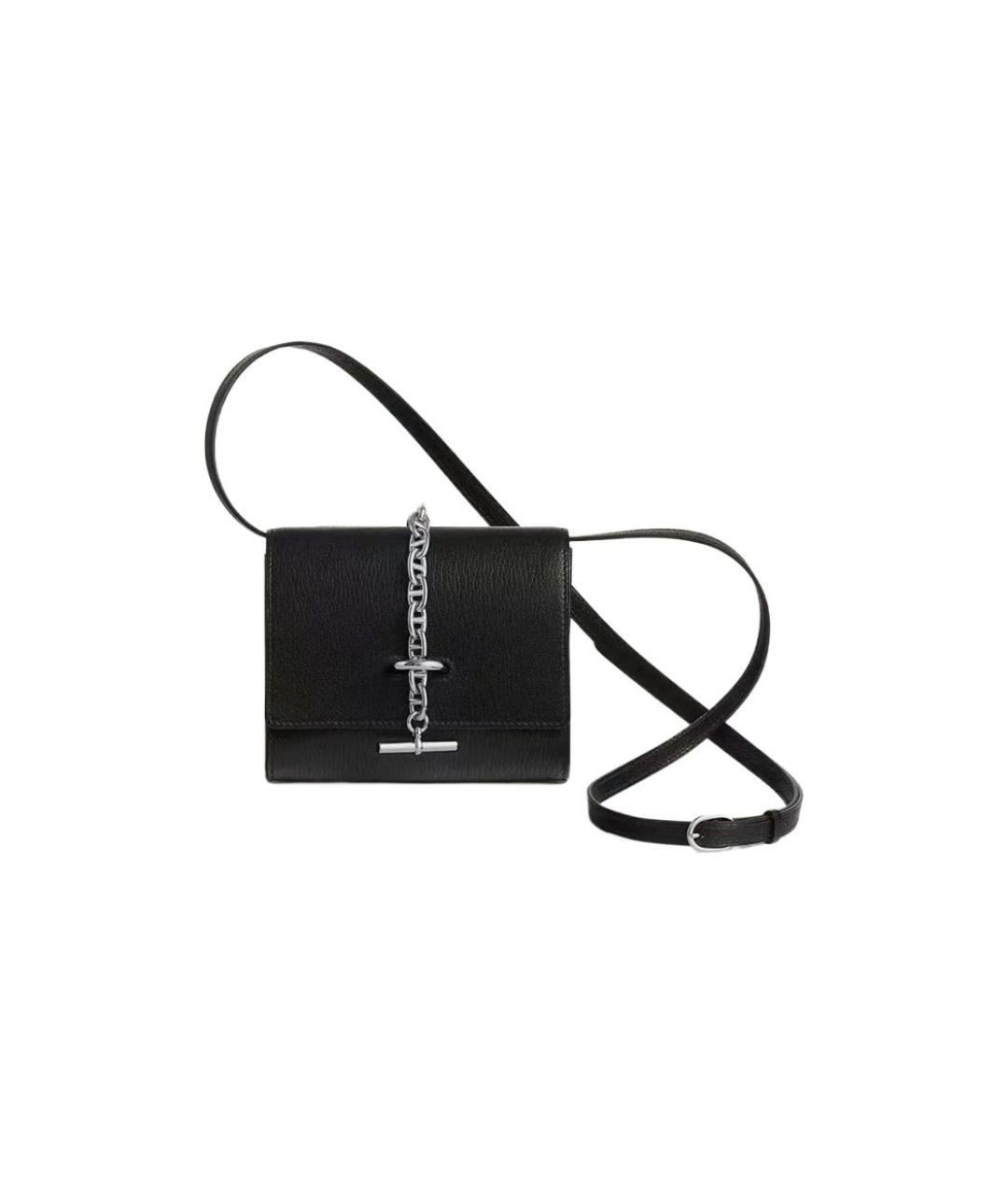 HERMES Черная кожаная сумка через плечо, фото 1