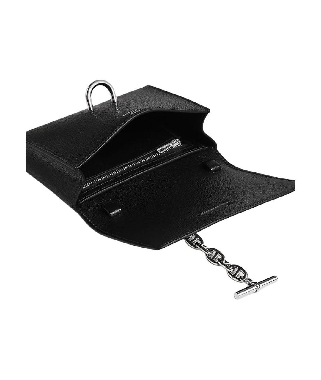 HERMES Черная кожаная сумка через плечо, фото 3