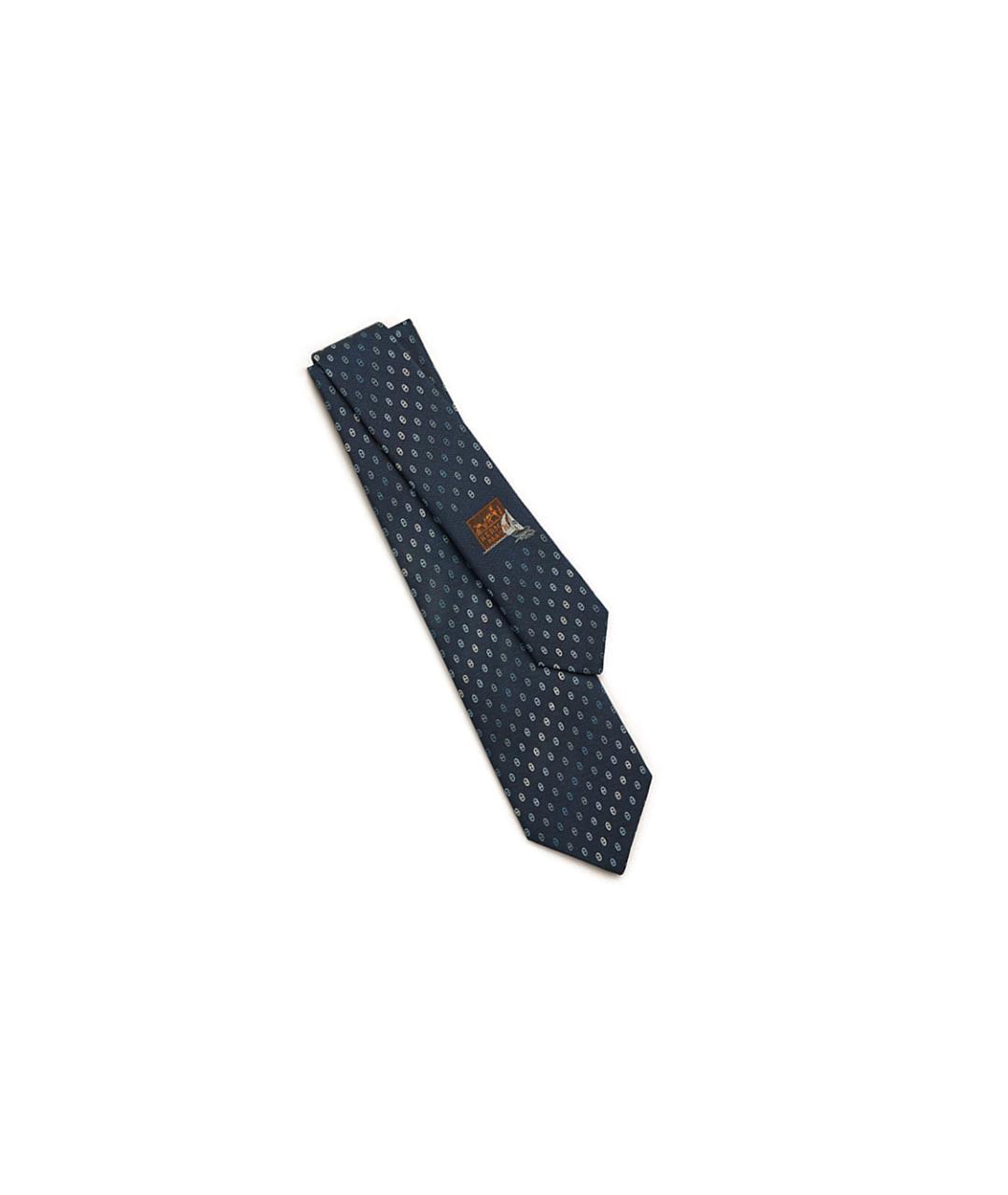 HERMES Темно-синий шелковый галстук, фото 3