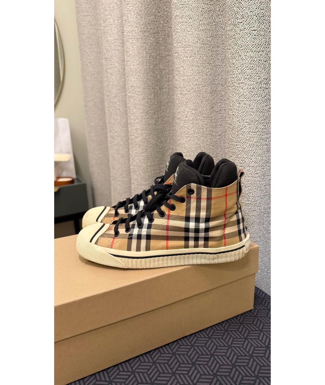 BURBERRY Бежевые высокие кроссовки / кеды, фото 7