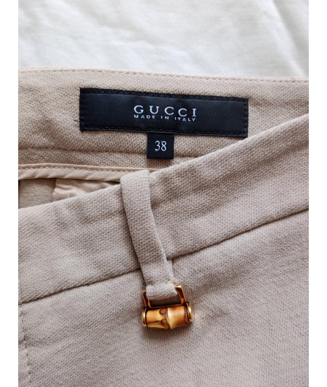 GUCCI Бежевые шерстяные брюки узкие, фото 3