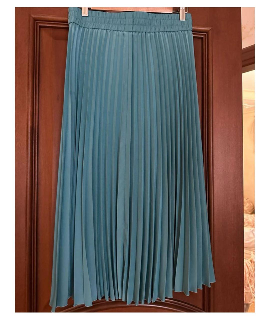 RED VALENTINO Бирюзовая полиэстеровая юбка макси, фото 2