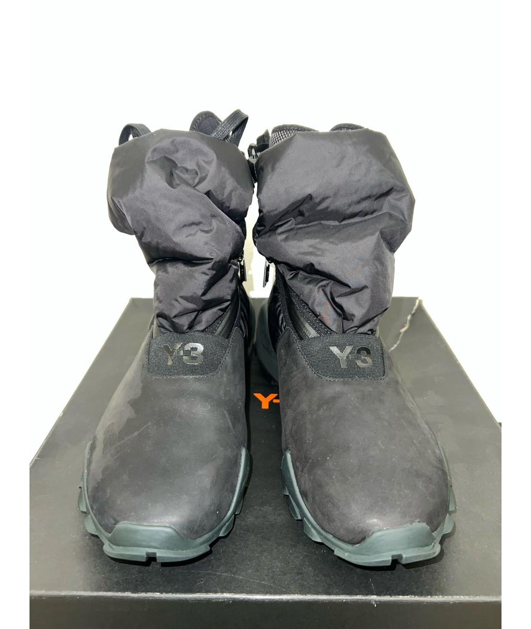 Y-3 Черные кожаные высокие ботинки, фото 3