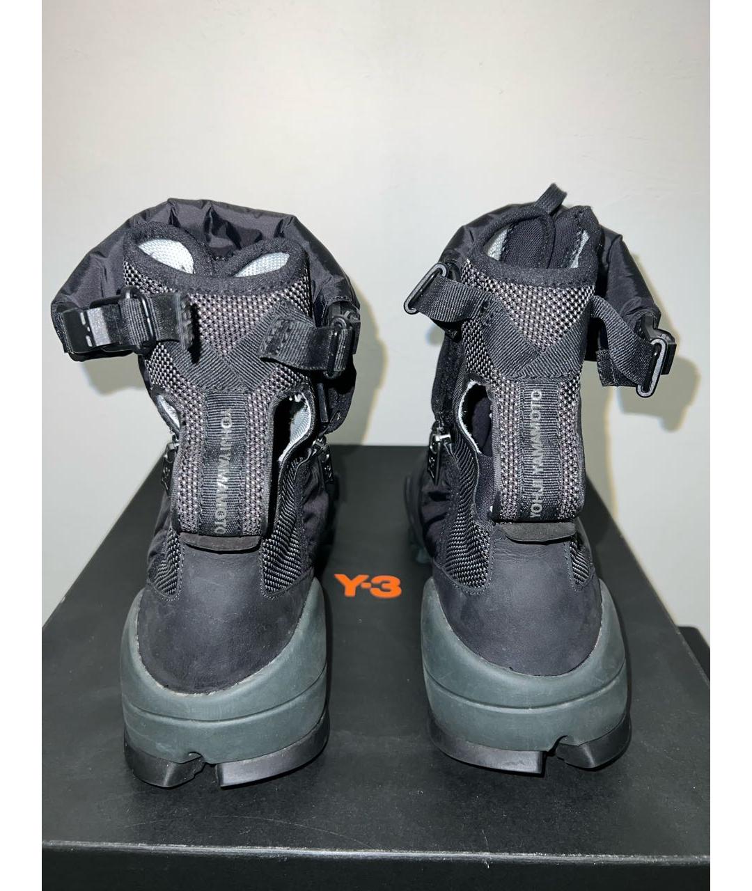 Y-3 Черные кожаные высокие ботинки, фото 5