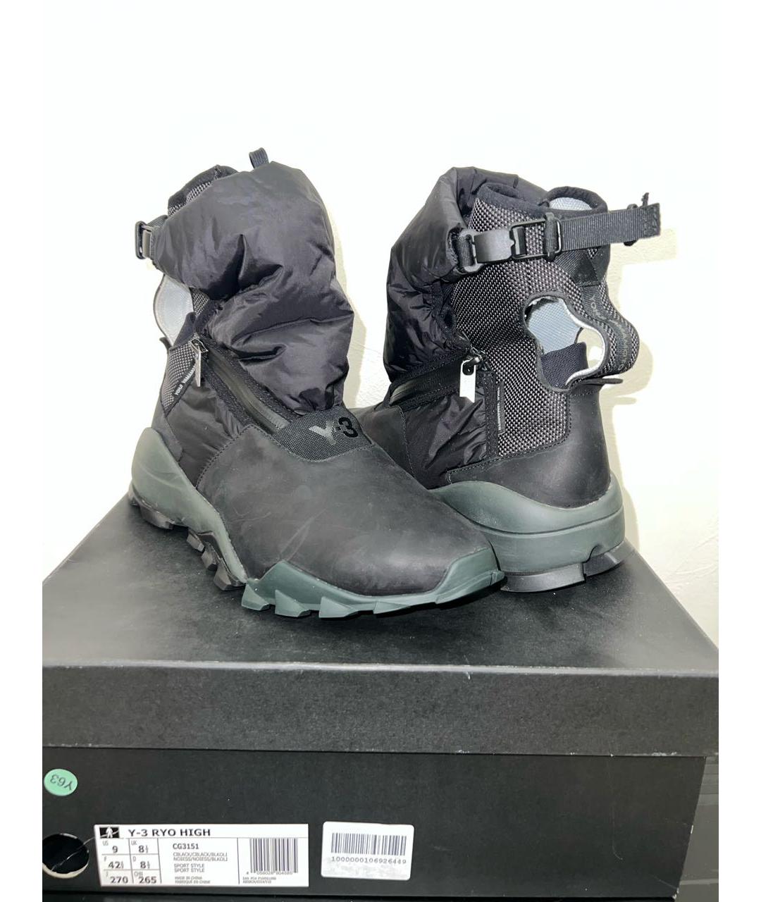 Y-3 Черные кожаные высокие ботинки, фото 2
