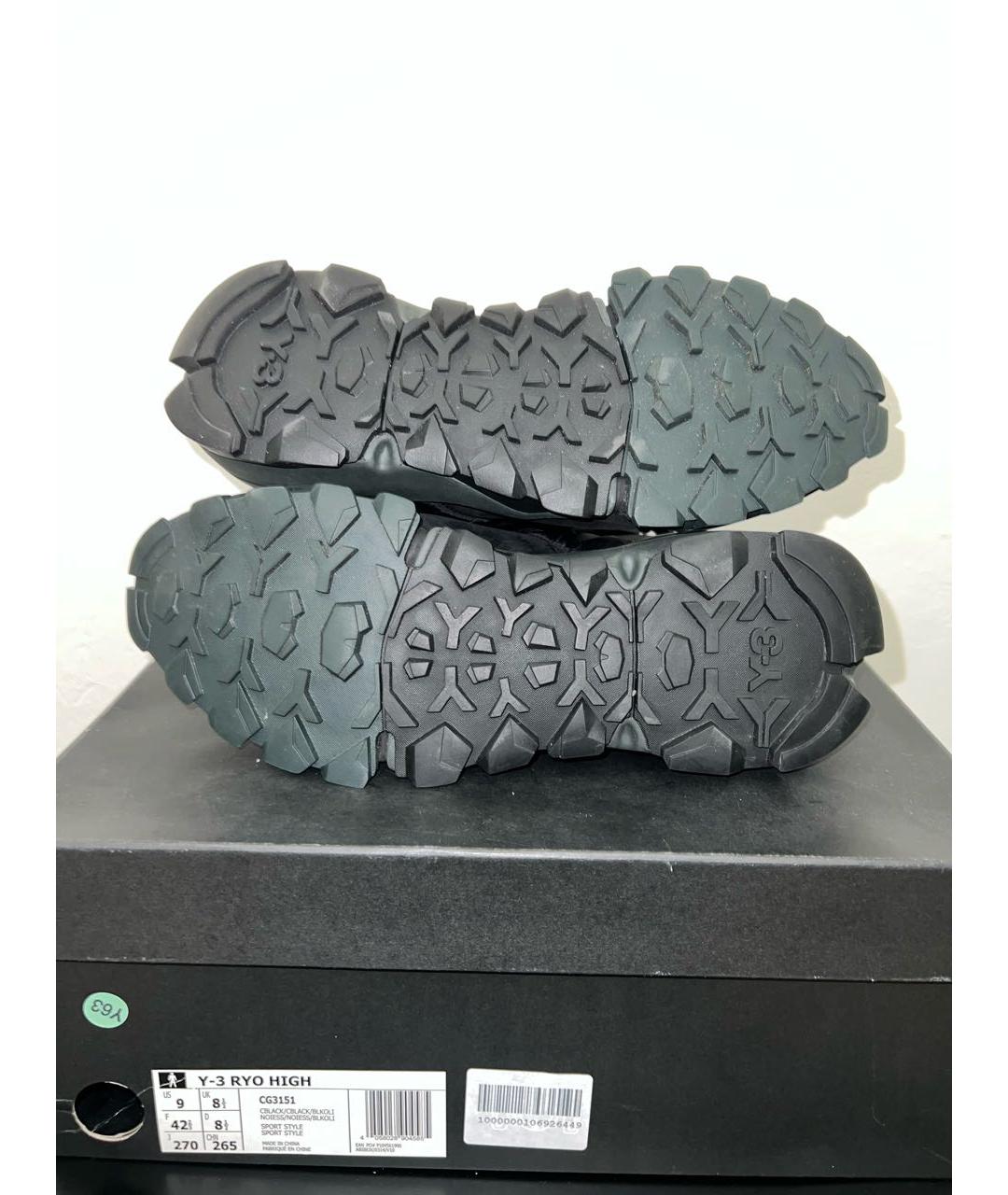 Y-3 Черные кожаные высокие ботинки, фото 4
