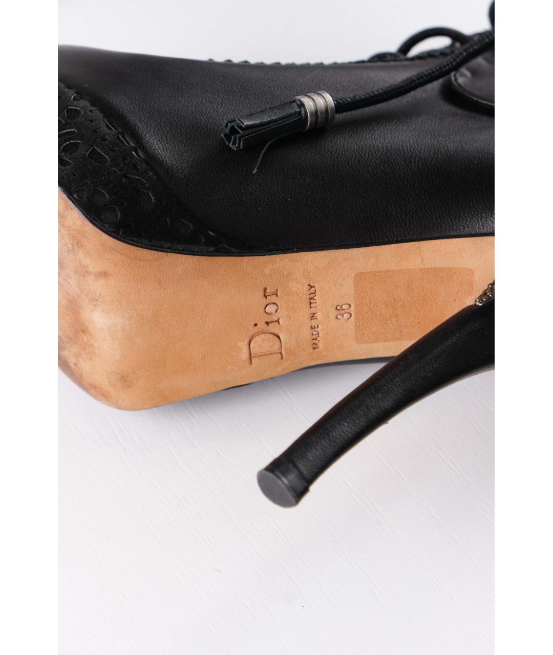 CHRISTIAN DIOR Черные кожаные ботильоны, фото 6