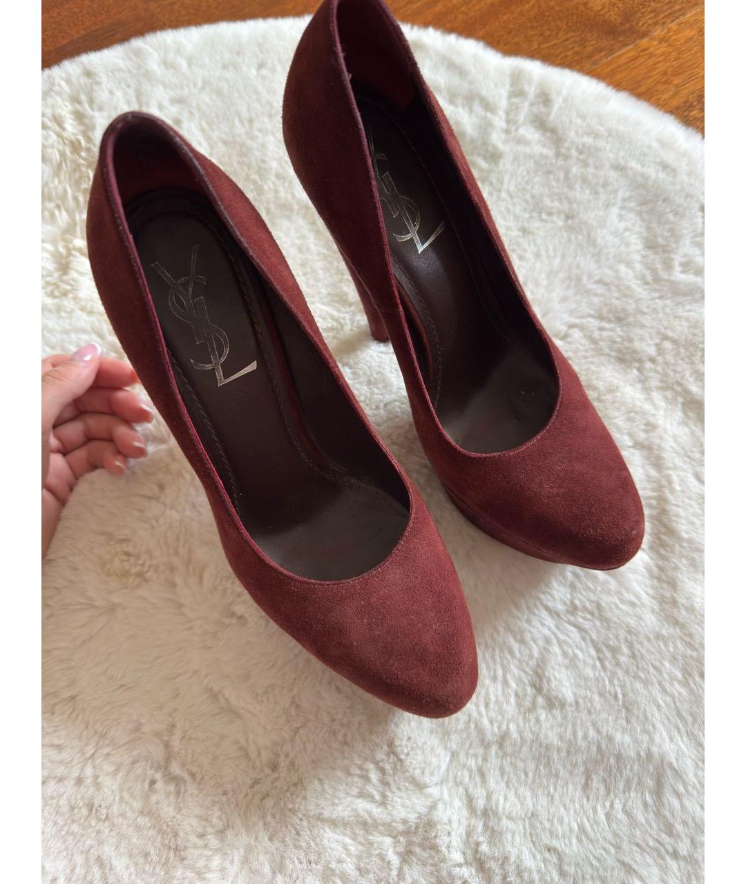 SAINT LAURENT Коричневые замшевые туфли, фото 2