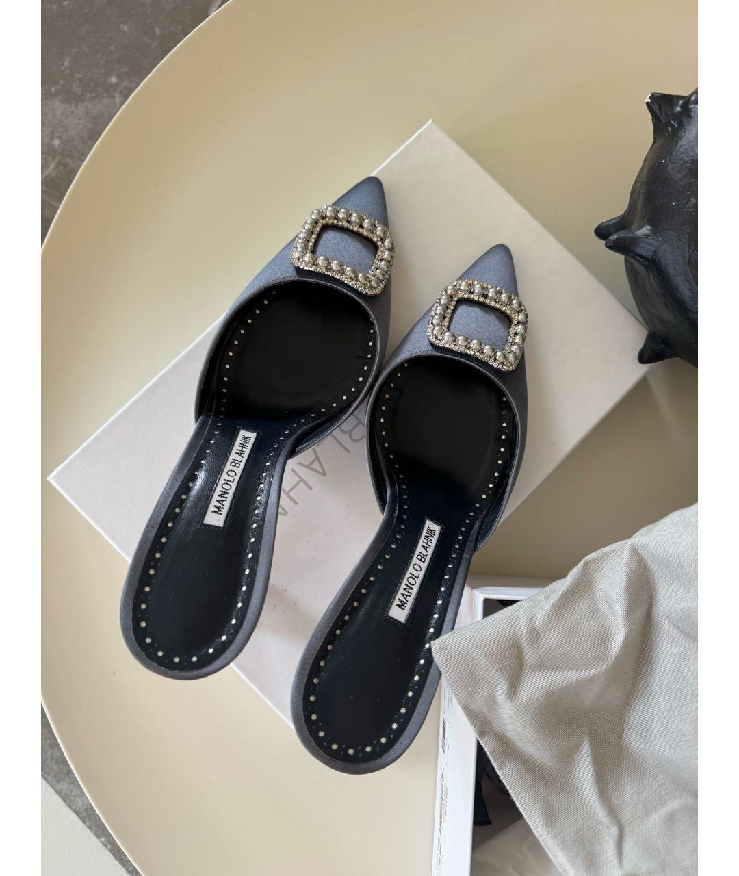 MANOLO BLAHNIK Серые сабо, фото 4