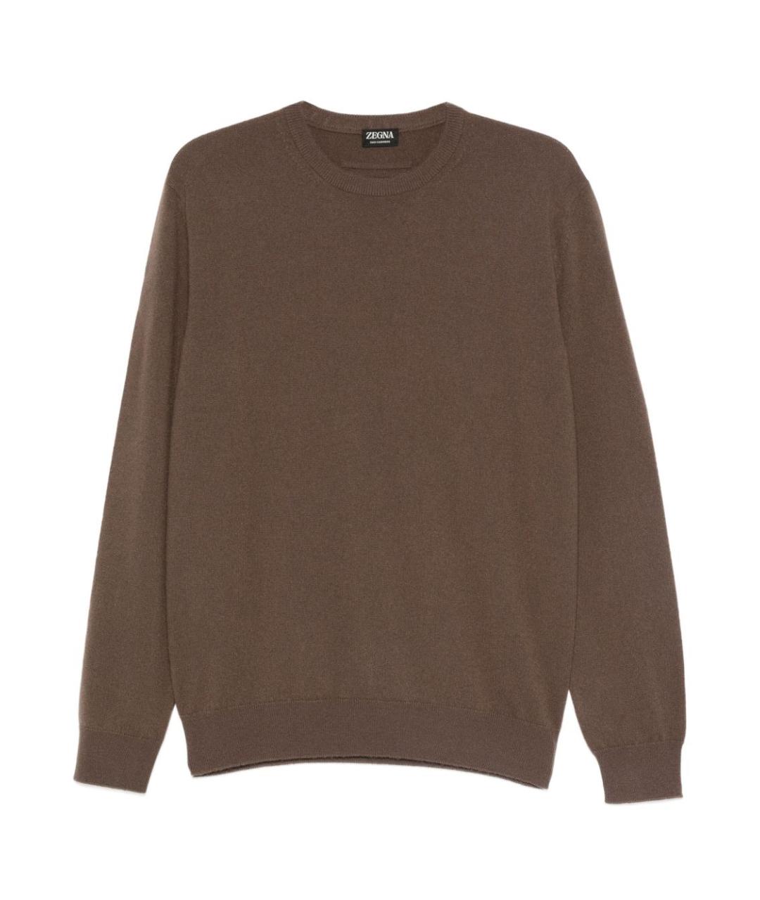 ZEGNA Коричневый кашемировый джемпер / свитер, фото 1