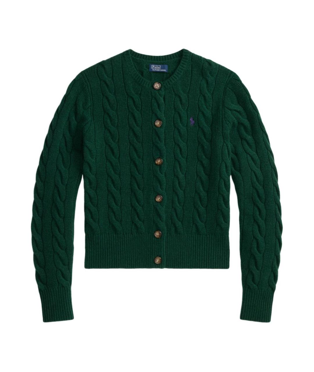 POLO RALPH LAUREN Зеленый шерстяной кардиган, фото 1