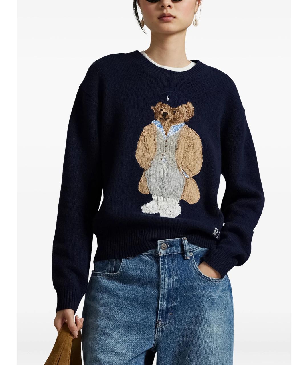 POLO RALPH LAUREN Темно-синий шерстяной джемпер / свитер, фото 3