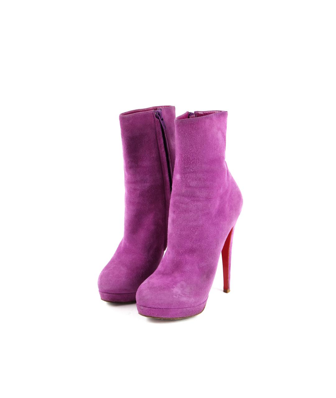 CHRISTIAN LOUBOUTIN Розовые замшевые ботильоны, фото 3
