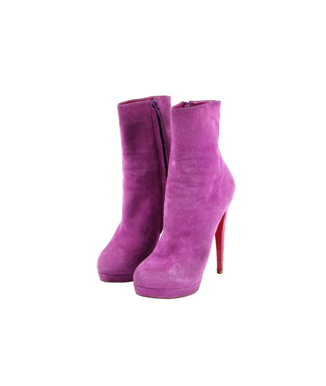 CHRISTIAN LOUBOUTIN Розовые замшевые ботильоны, фото 2