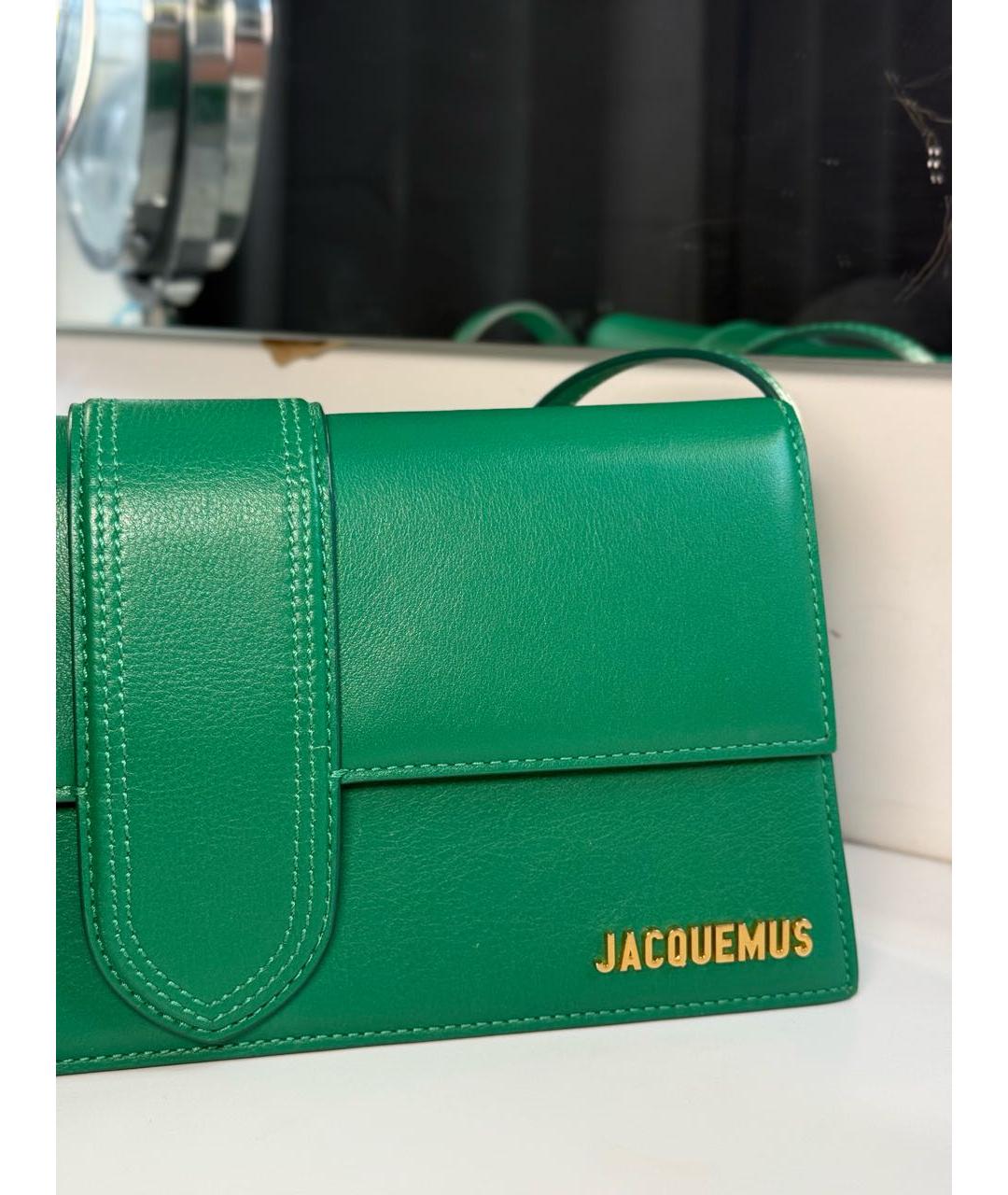 JACQUEMUS Зеленая кожаная сумка с короткими ручками, фото 6