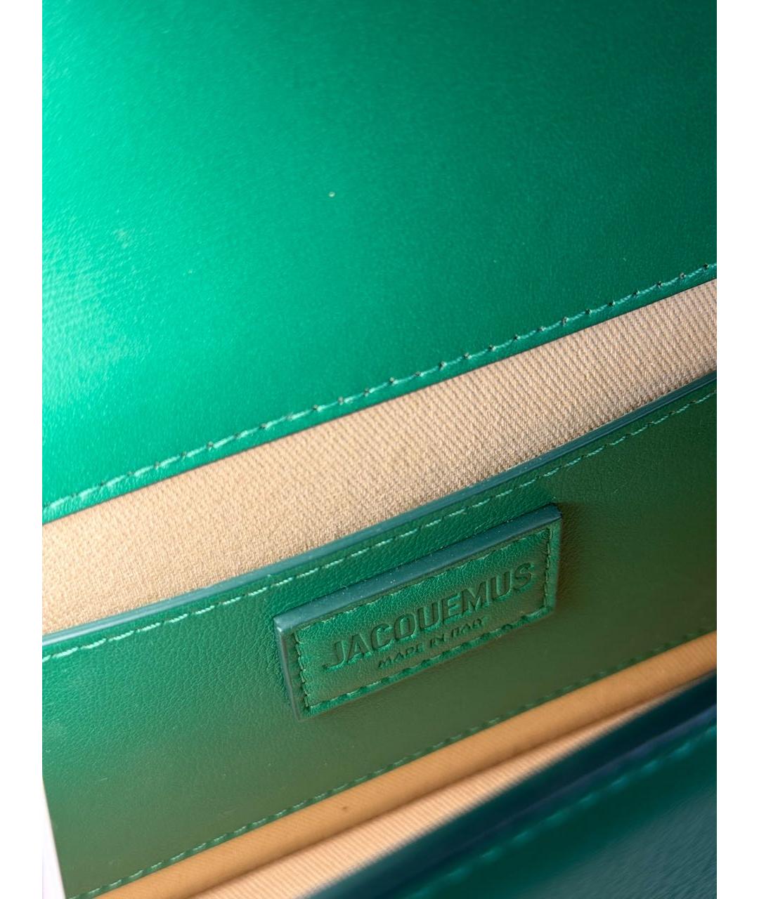 JACQUEMUS Зеленая кожаная сумка с короткими ручками, фото 4