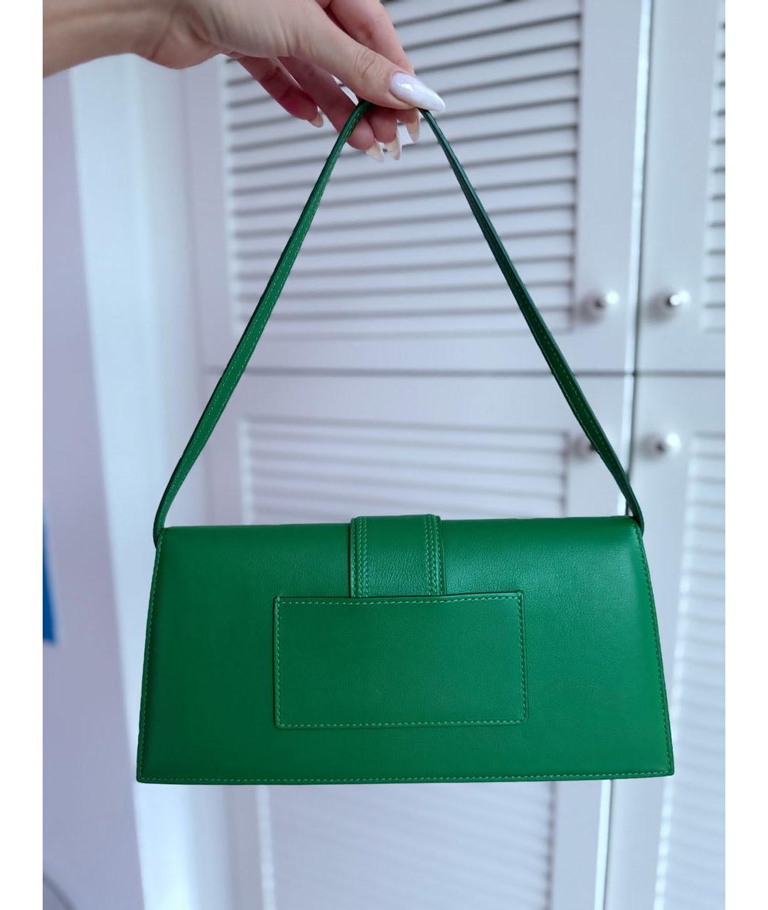 JACQUEMUS Зеленая кожаная сумка с короткими ручками, фото 3
