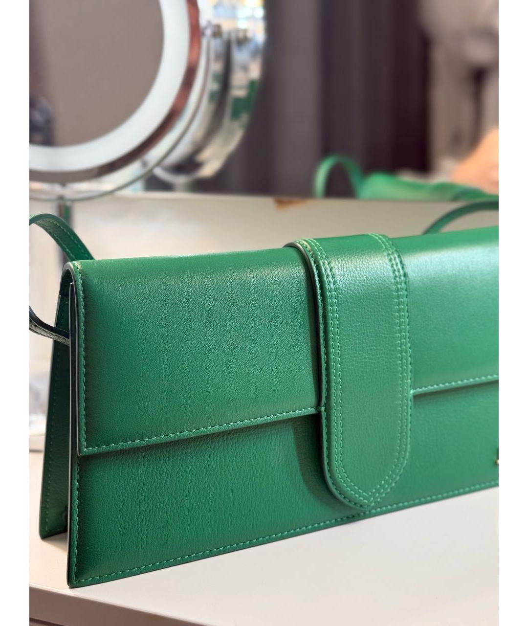 JACQUEMUS Зеленая кожаная сумка с короткими ручками, фото 5
