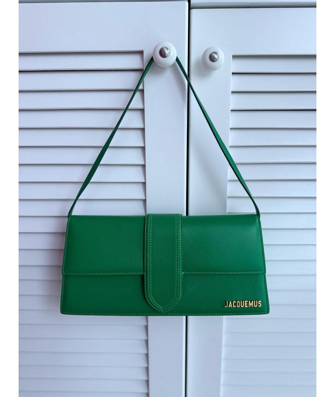 JACQUEMUS Зеленая кожаная сумка с короткими ручками, фото 9