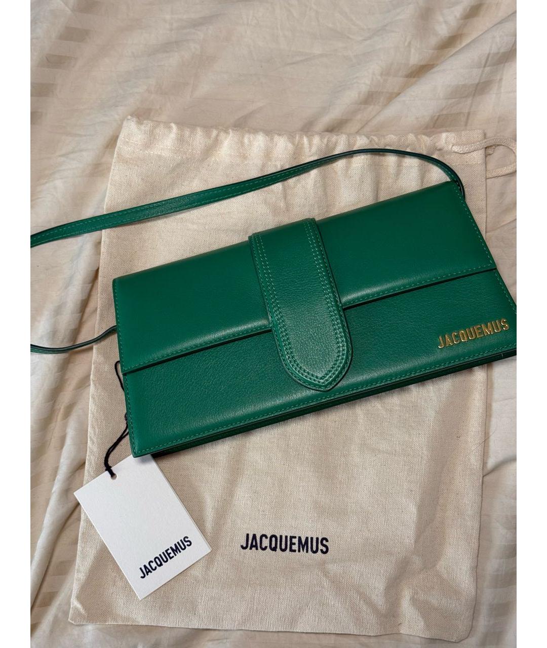 JACQUEMUS Зеленая кожаная сумка с короткими ручками, фото 7