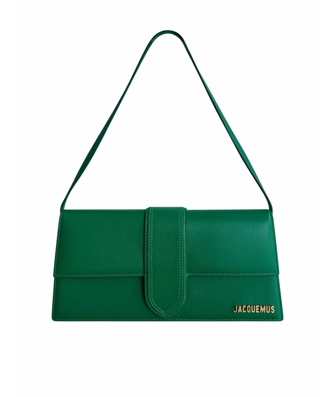 JACQUEMUS Зеленая кожаная сумка с короткими ручками, фото 1