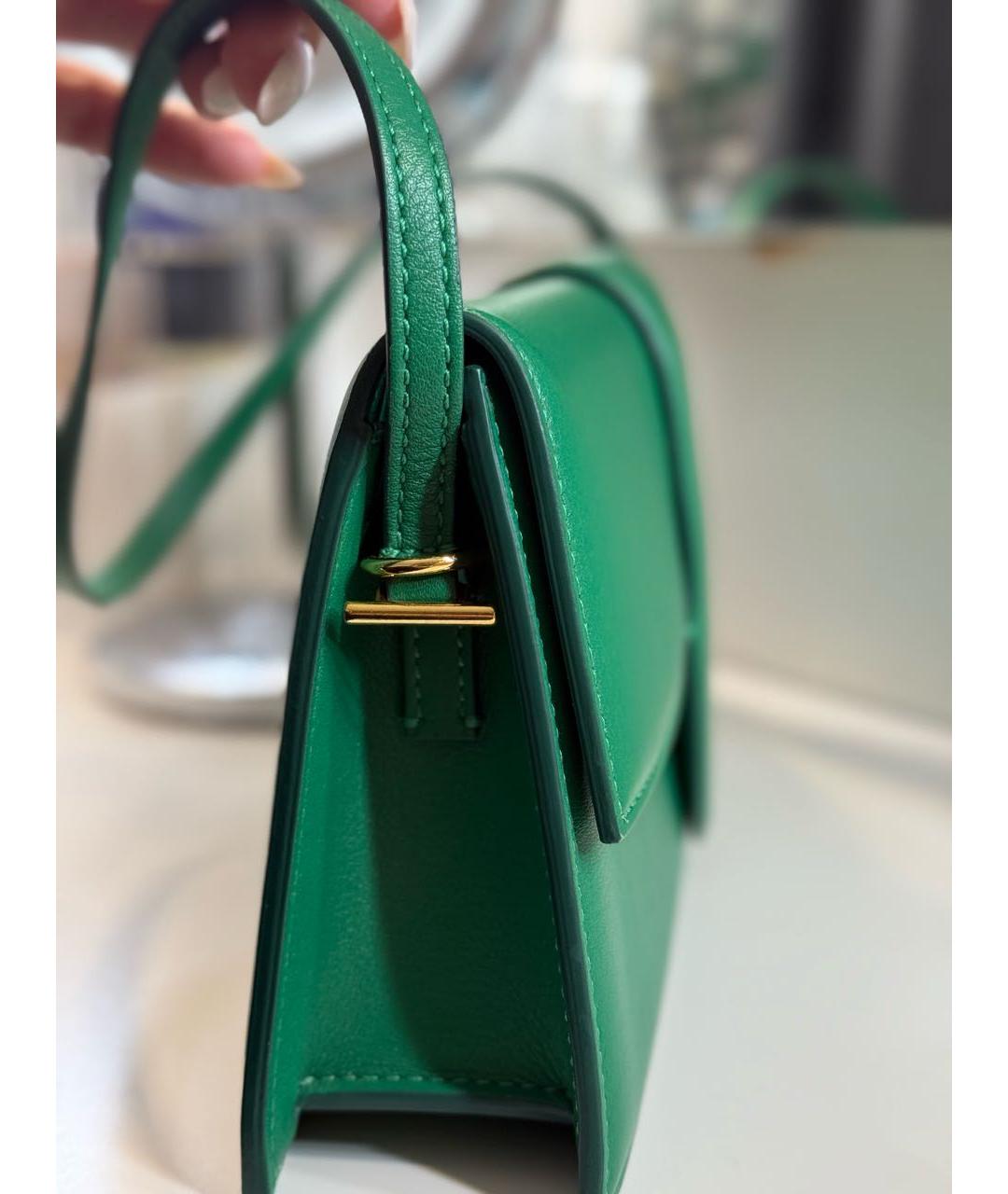 JACQUEMUS Зеленая кожаная сумка с короткими ручками, фото 8