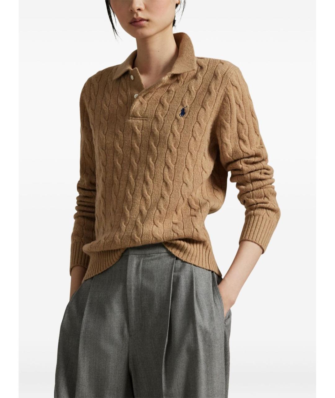 POLO RALPH LAUREN Бежевый шерстяной джемпер / свитер, фото 3