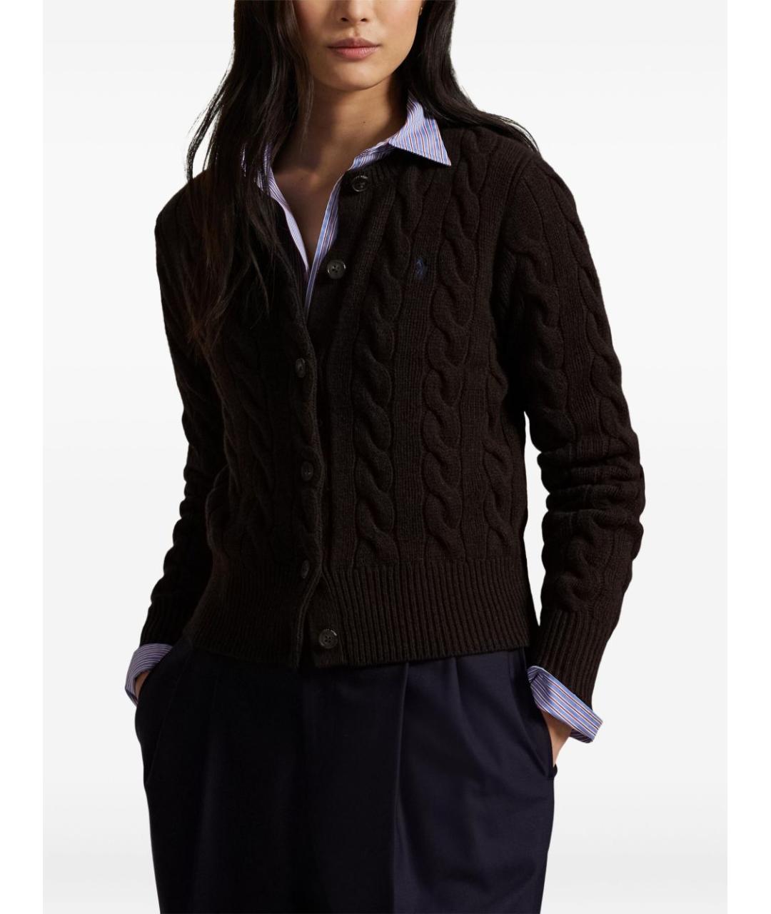 POLO RALPH LAUREN Коричневый шерстяной кардиган, фото 3