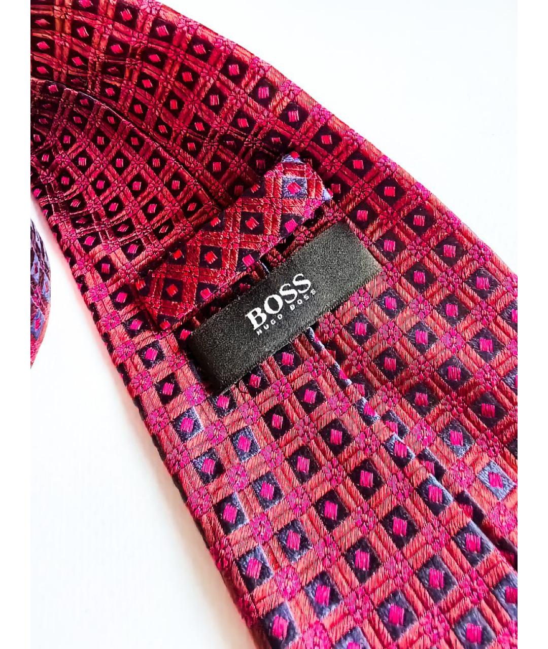 HUGO BOSS Бордовый шелковый галстук, фото 3