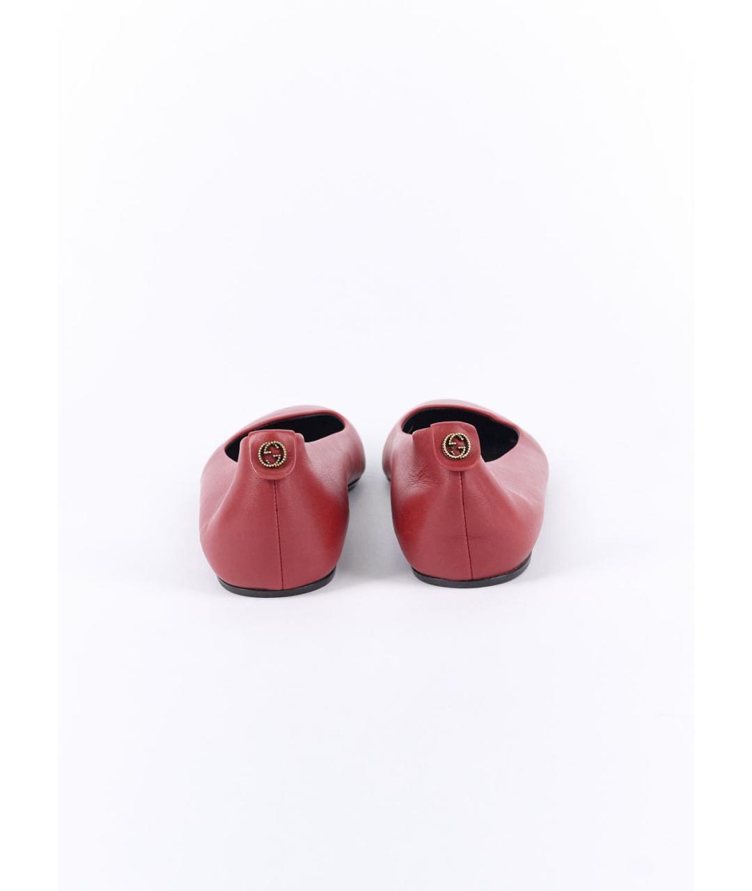 GUCCI Красные кожаные балетки, фото 4