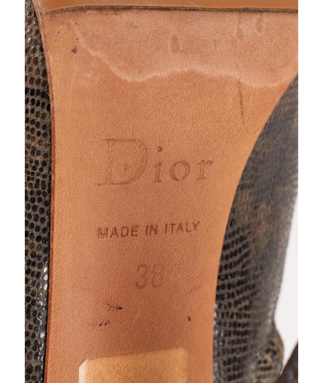 CHRISTIAN DIOR Хаки кожаные ботильоны, фото 5