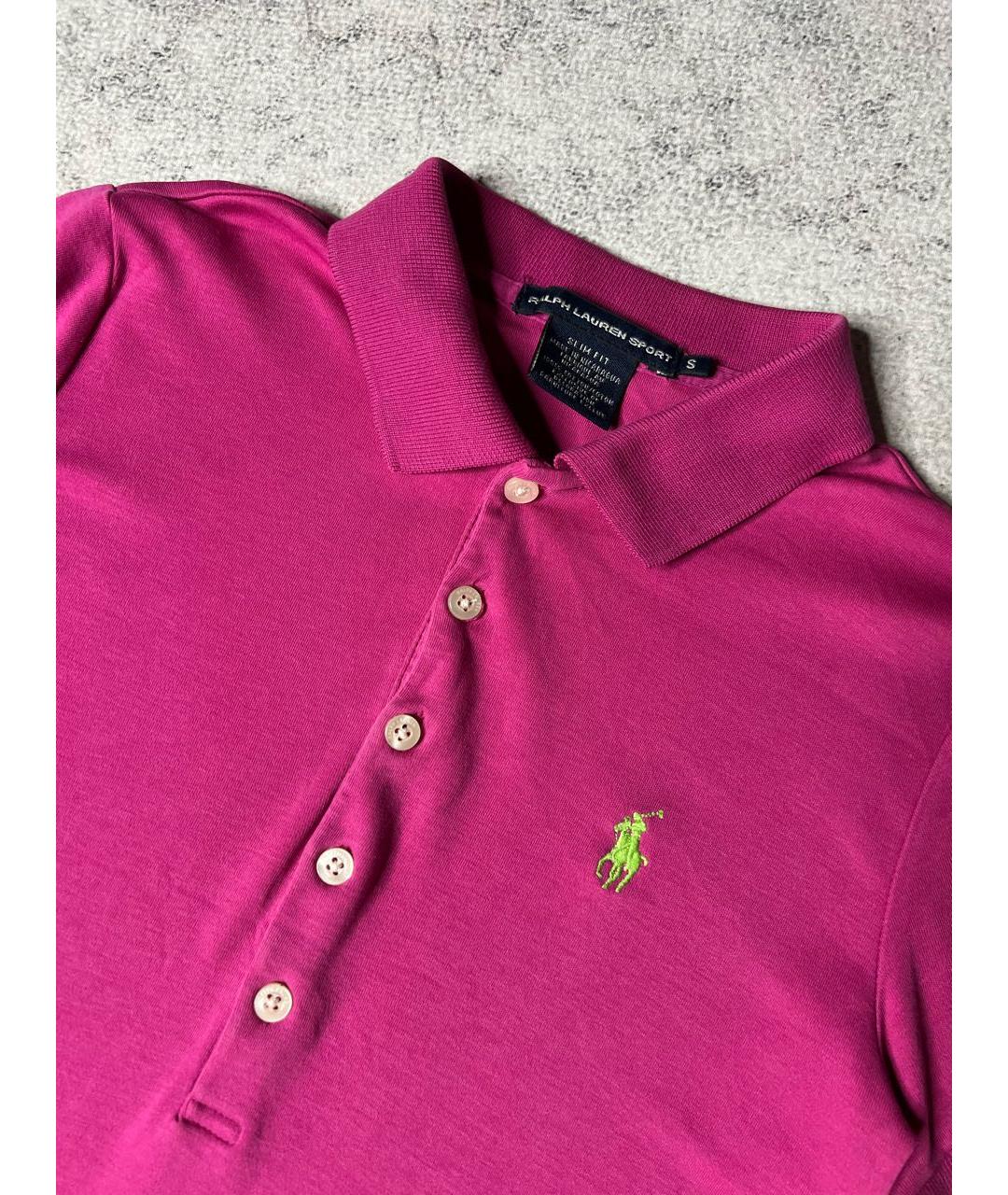RALPH LAUREN Фуксия хлопковая футболка, фото 4