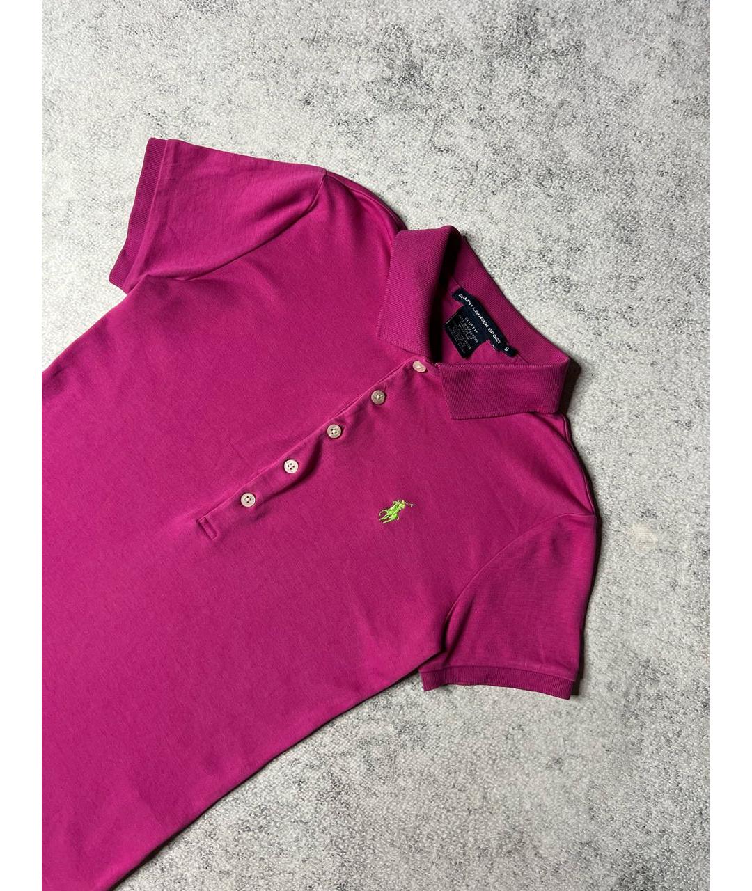RALPH LAUREN Фуксия хлопковая футболка, фото 3
