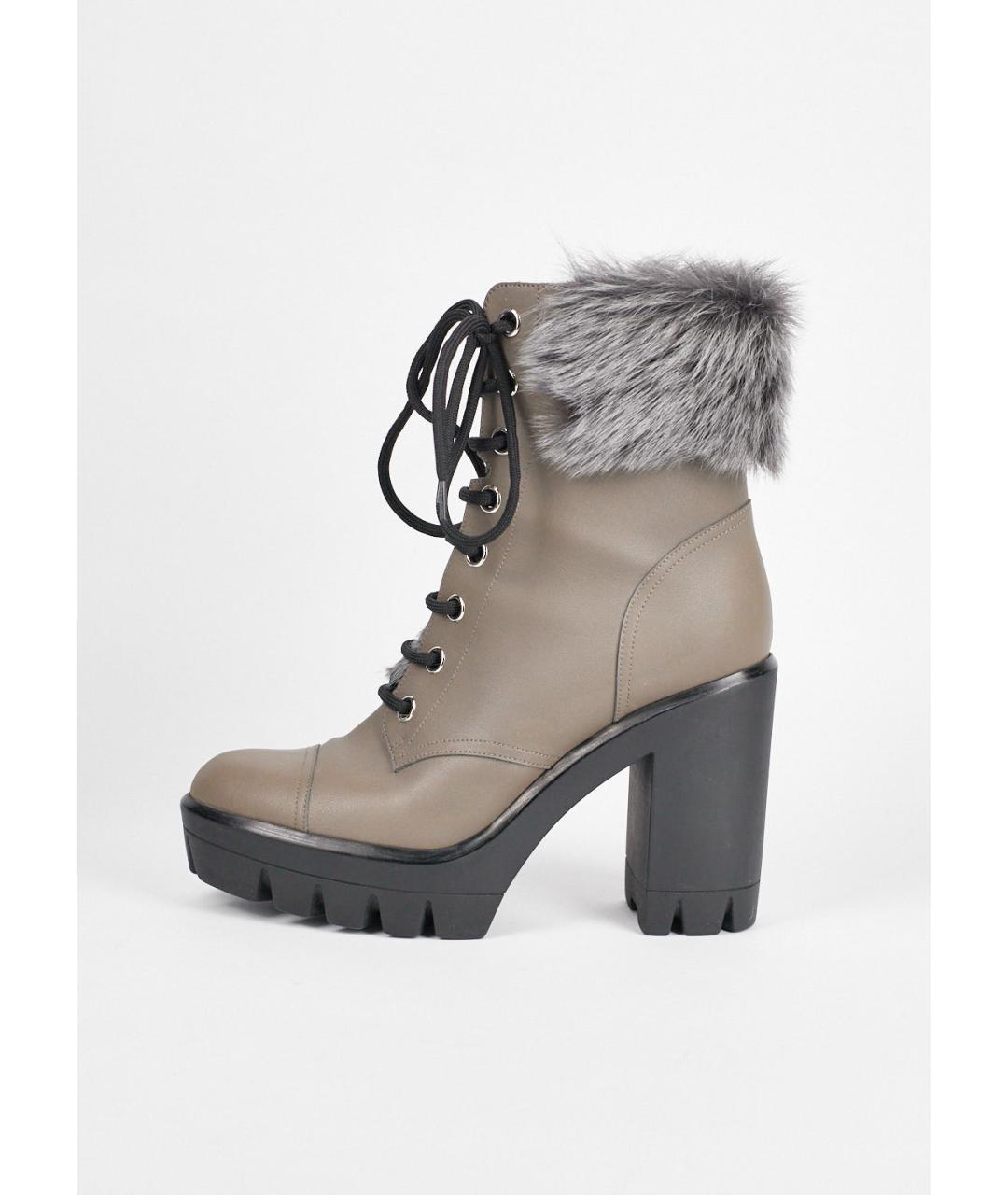 GIUSEPPE ZANOTTI DESIGN Серые кожаные ботильоны, фото 6