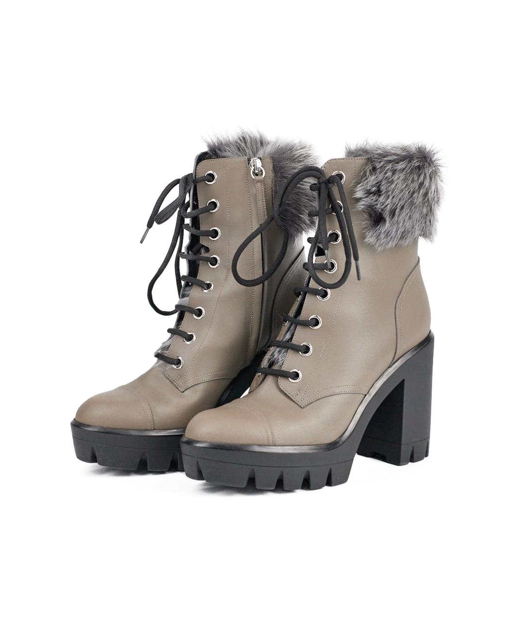 GIUSEPPE ZANOTTI DESIGN Серые кожаные ботильоны, фото 2