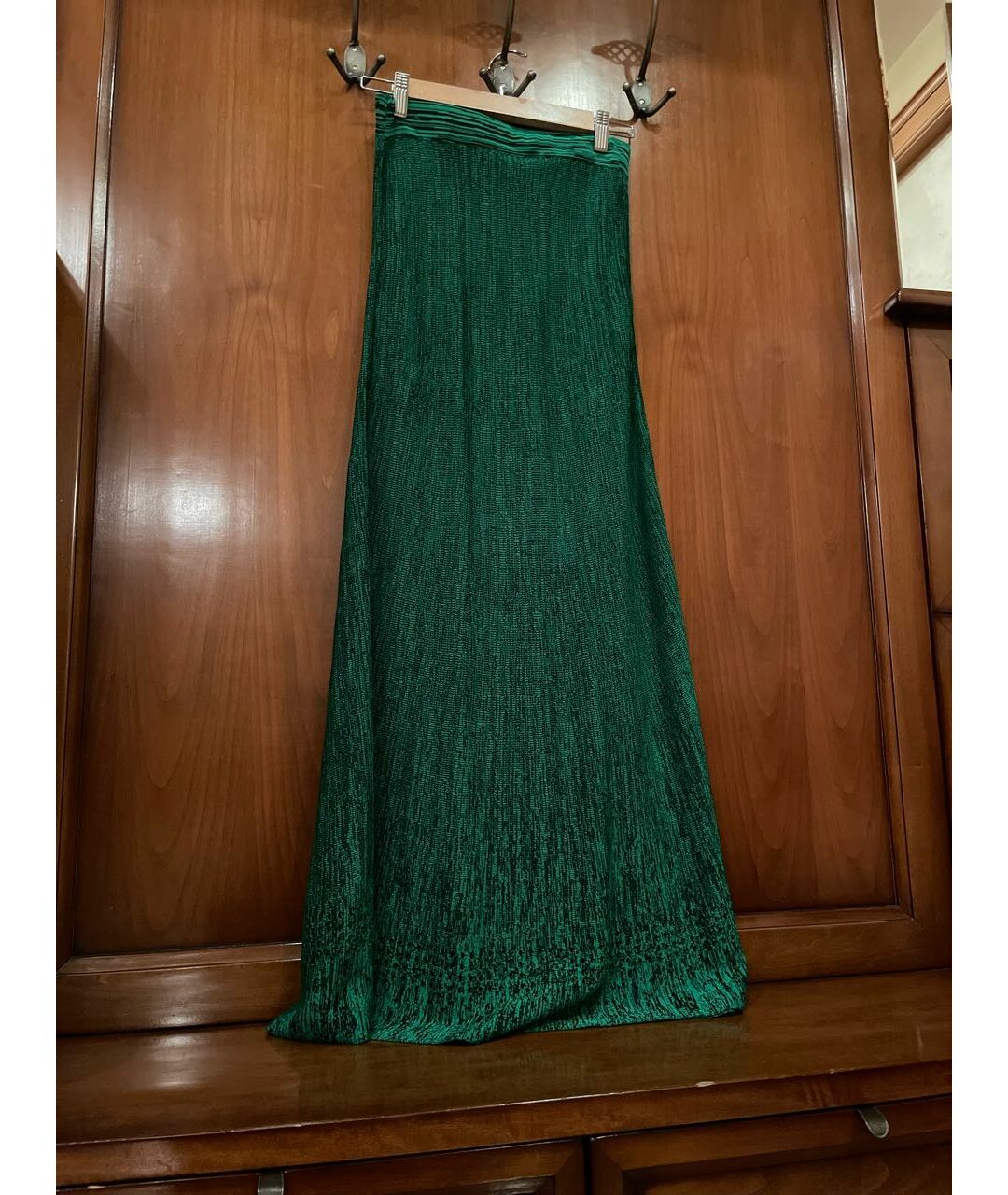 SANDRO Зеленая хлопко-эластановая юбка макси, фото 2