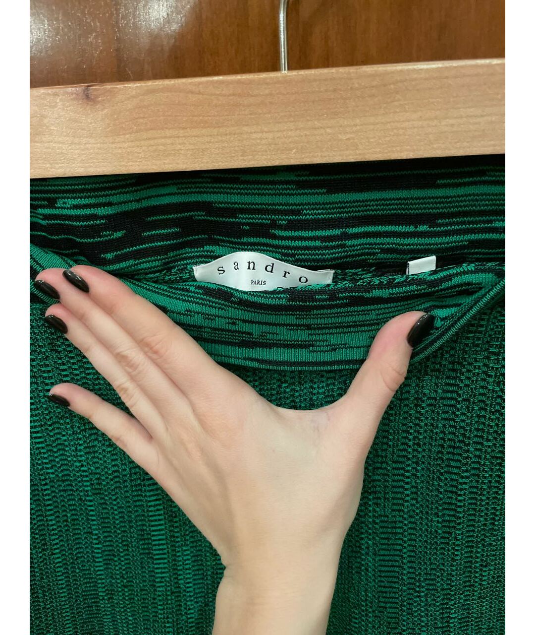 SANDRO Зеленая хлопко-эластановая юбка макси, фото 3