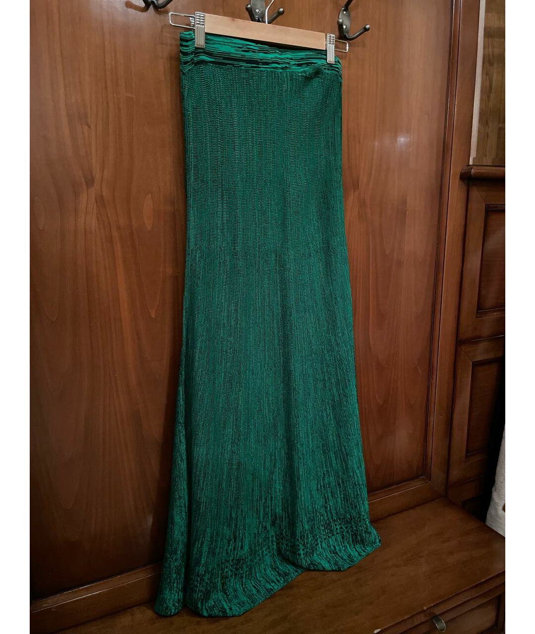 SANDRO Зеленая хлопко-эластановая юбка макси, фото 9