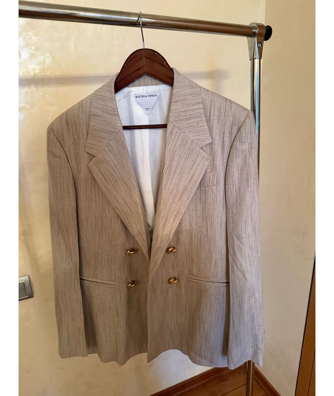 BOTTEGA VENETA Бежевый вискозный костюм с брюками, фото 4