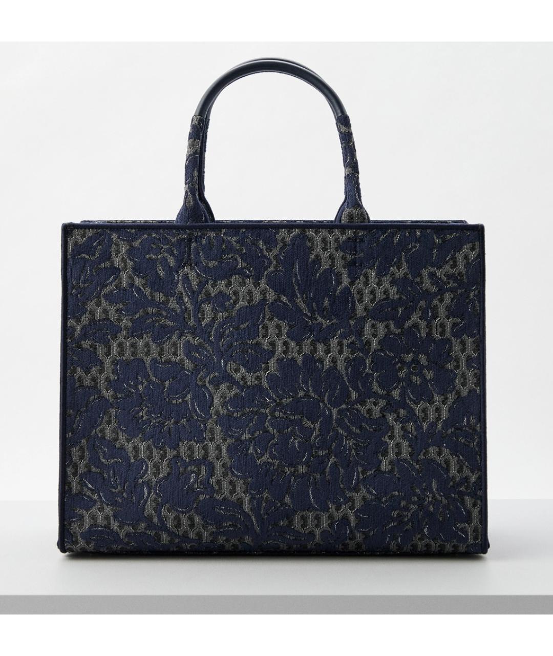 FURLA Темно-синяя жаккардовая сумка тоут, фото 5