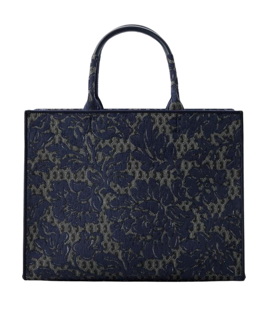 FURLA Темно-синяя жаккардовая сумка тоут, фото 1