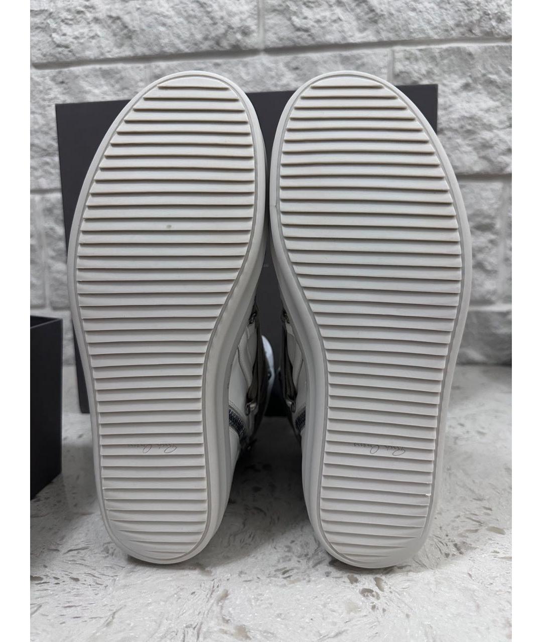 RICK OWENS Белые кожаные высокие кроссовки / кеды, фото 3