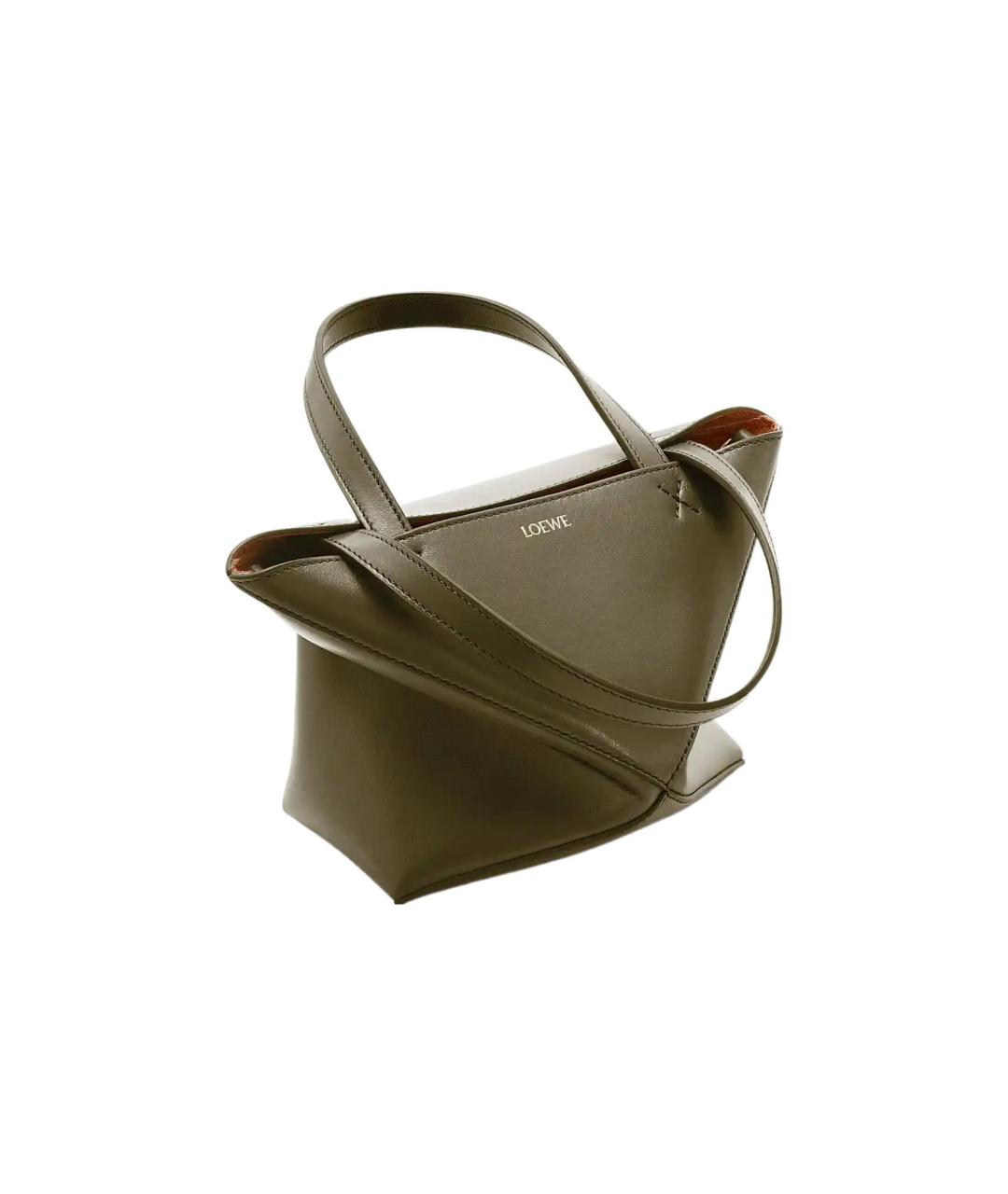 LOEWE Хаки кожаная сумка на плечо, фото 3