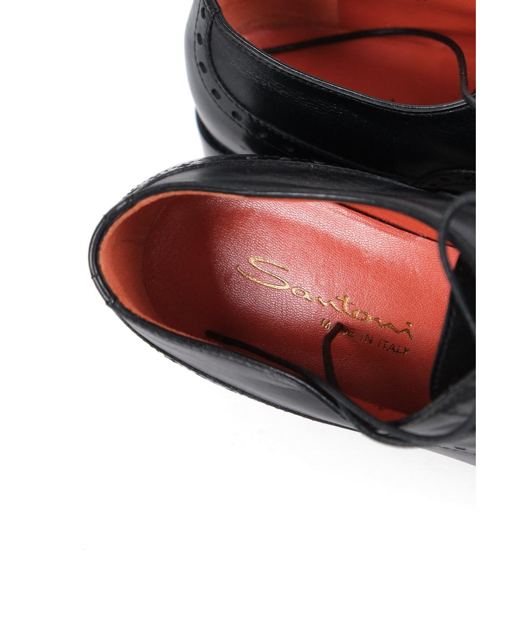SANTONI Черные кожаные ботинки, фото 5