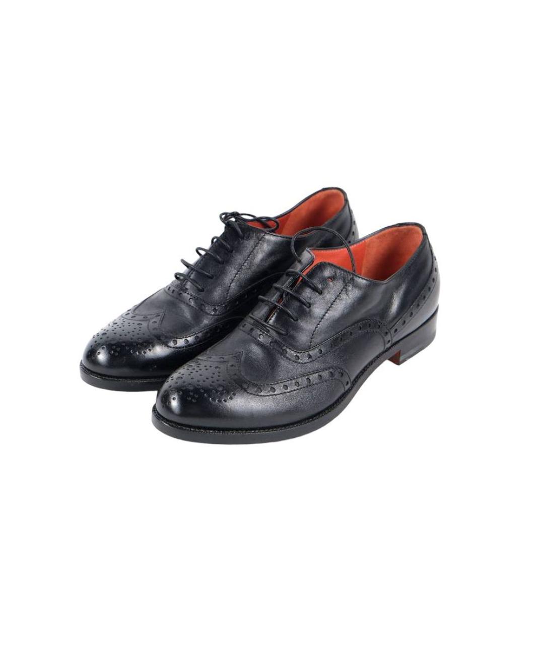 SANTONI Черные кожаные ботинки, фото 2