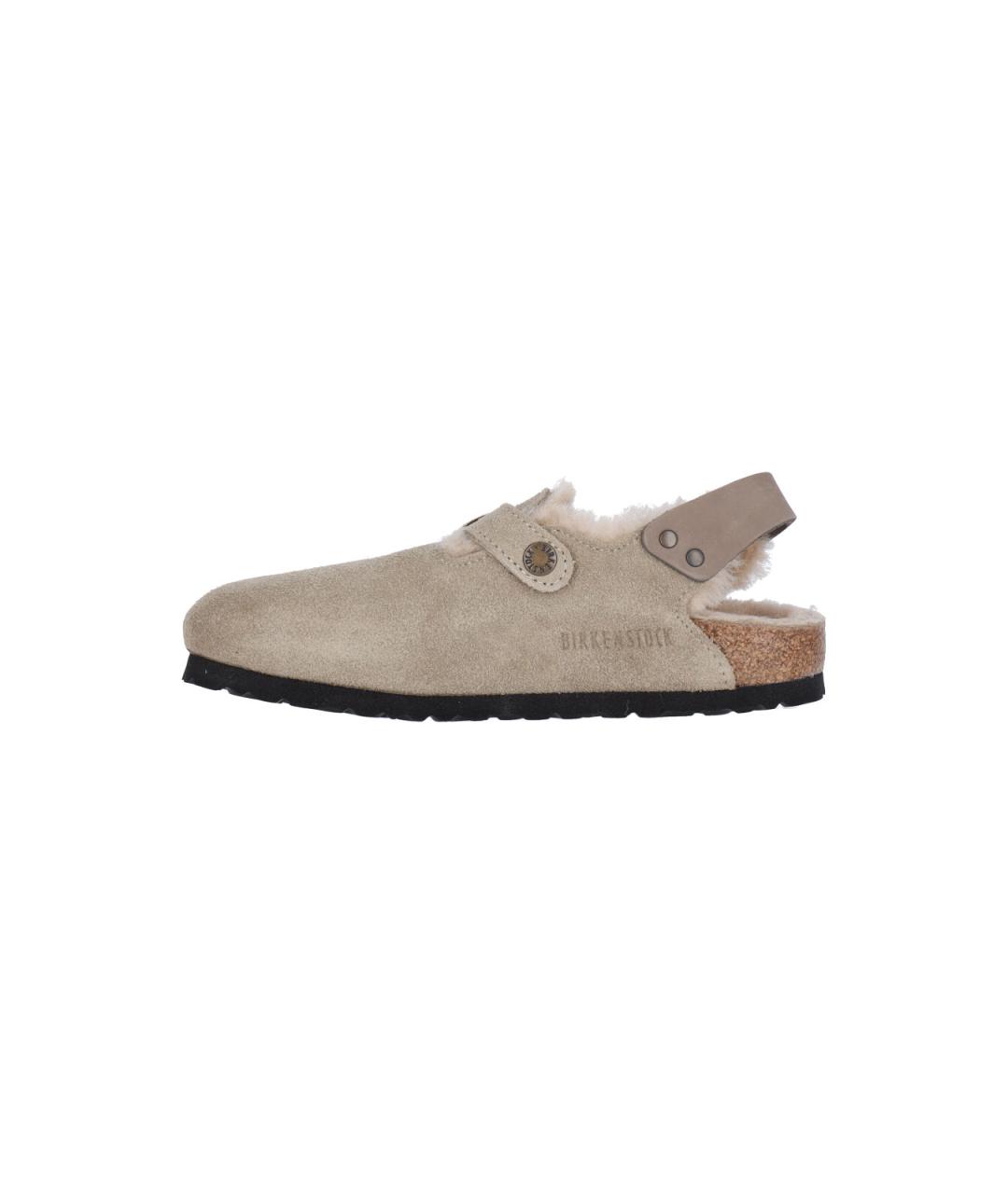 BIRKENSTOCK Бежевые нубуковые сабо, фото 3